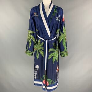CASABLANCA Size XS Multi-Color Silk Surf Club Print Robe